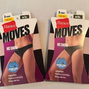 2 Hanes Moves Women’s No Show Thong Underwear, 3-Pack